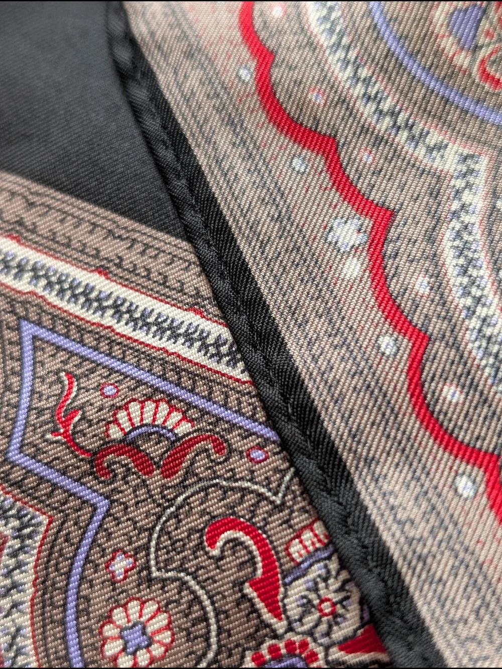 Van Horn Silk Scarf 31x30 Black Red Beige Floral